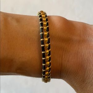 Black and Gold Leather Bead bracelet